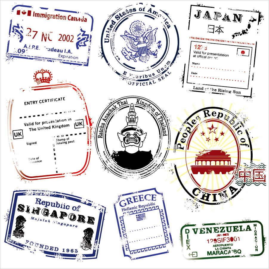 各国の郵便消印スタンプ postmarks vector in several countries イラスト素材