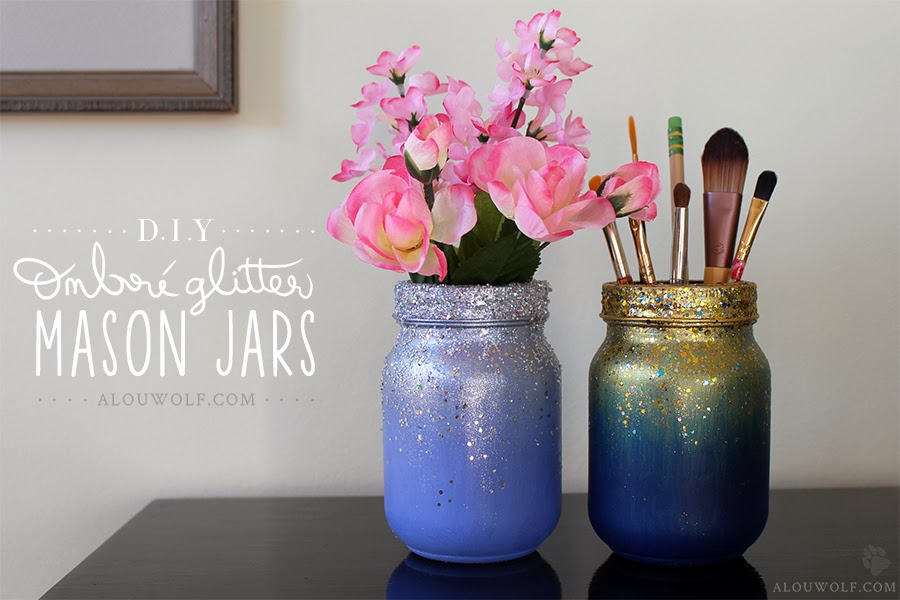 diy ombré glitter mason