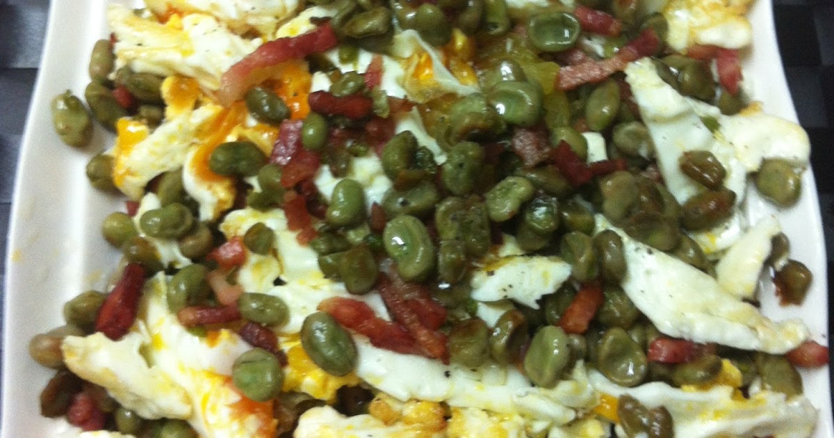 Huevo y pelao: HABAS CON HUEVOS ROTOS Y CRUJIENTE DE BACON