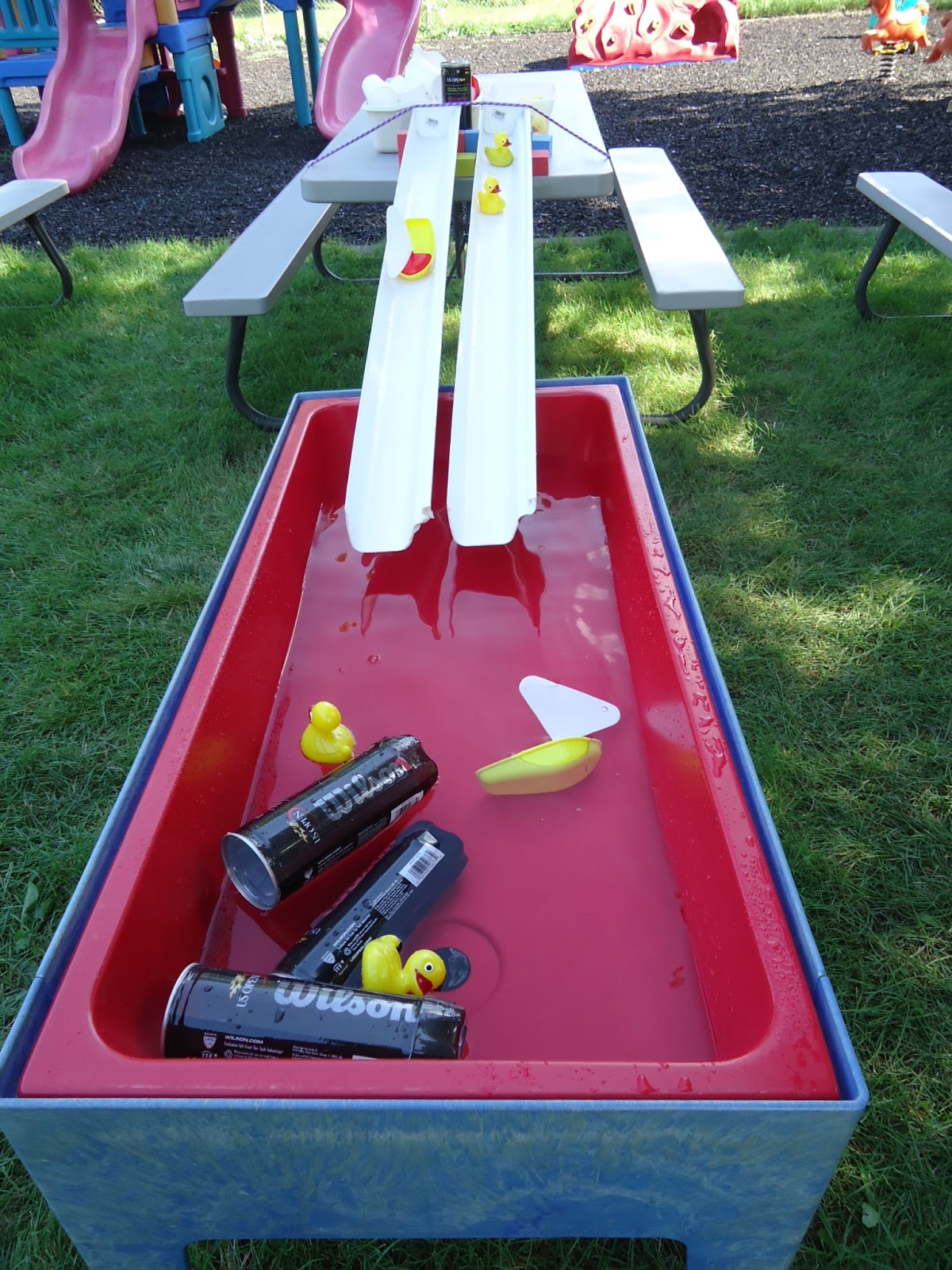 Trinity Preschool Mount Prospect Water Wall and rain gutter ramps