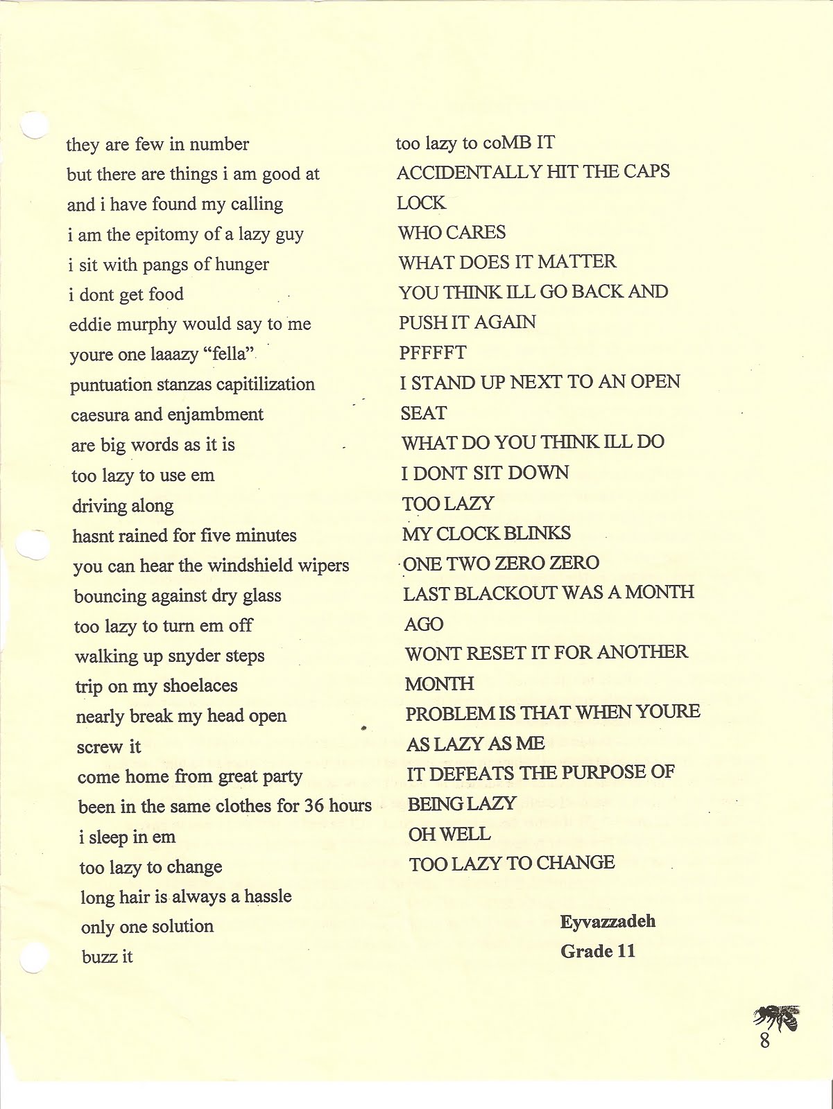 The Archives Poetry Archive, Part 2 Lazy Poem