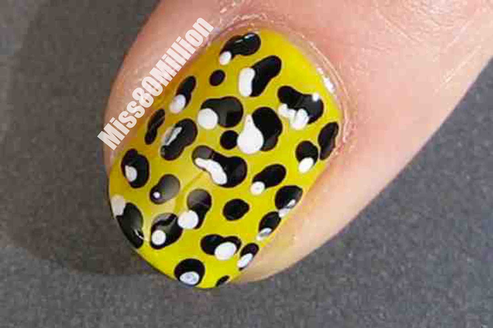 Miss80Million Spot on Yellow Free Hand Nail Art Tutorial