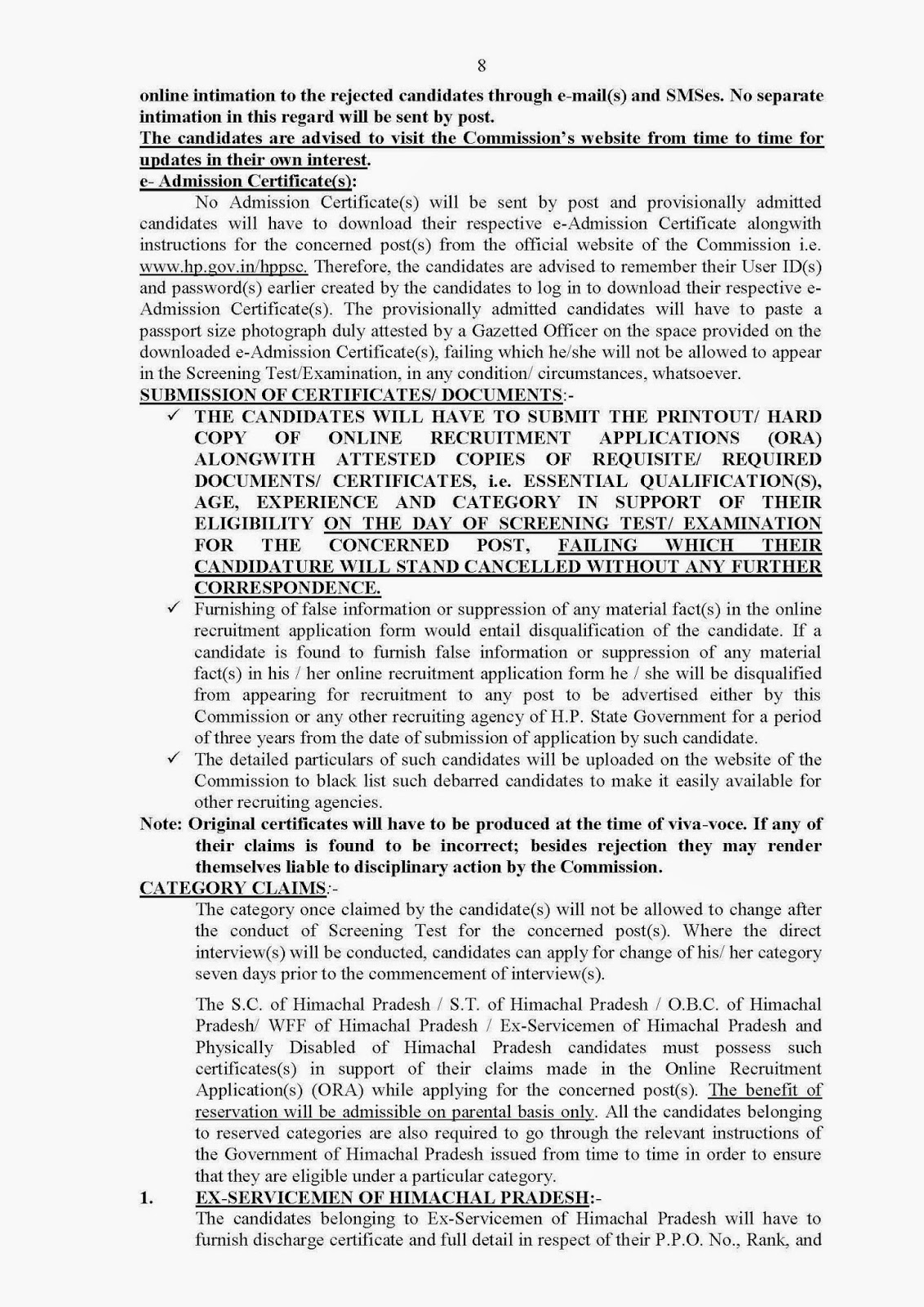 HIMACHAL PRADESH PUBLIC SERVICE COMMISSION himachal pradesh public service commission: