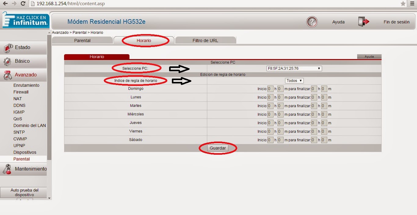 Bloquear paginas en modem huawei hg8245q2