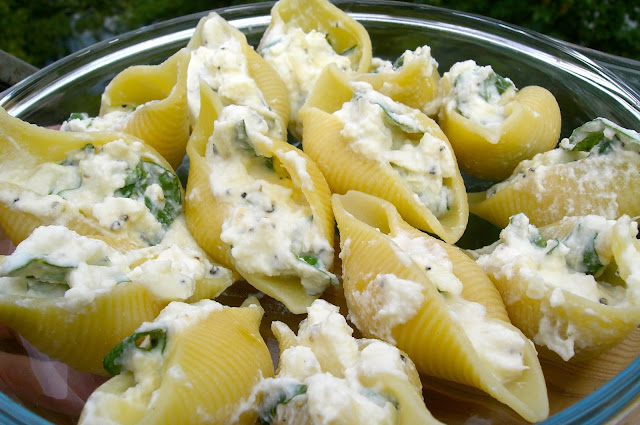 Lemon-Basil Ricotta Stuffed Shells in a Champagne Cream Sauce