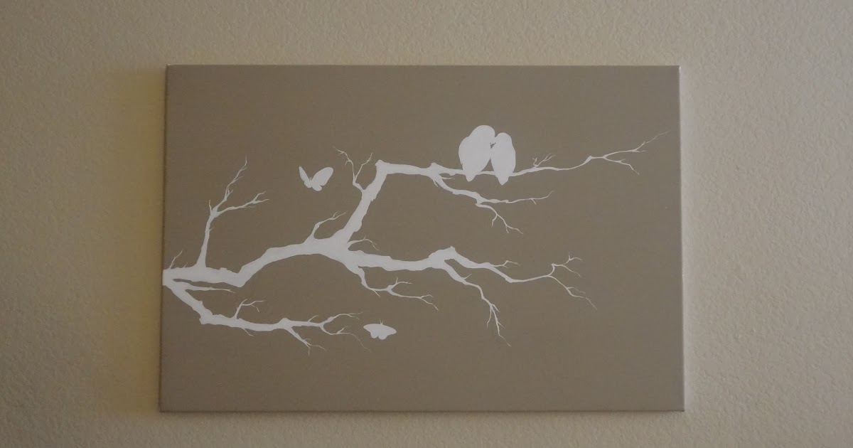 Creating Happiness: DIY Bird Branch Canvas Painting