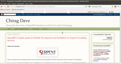 Chirag Dave - OpenERP - Complete guide for Module Development and Installation by Serpent Consulting Services