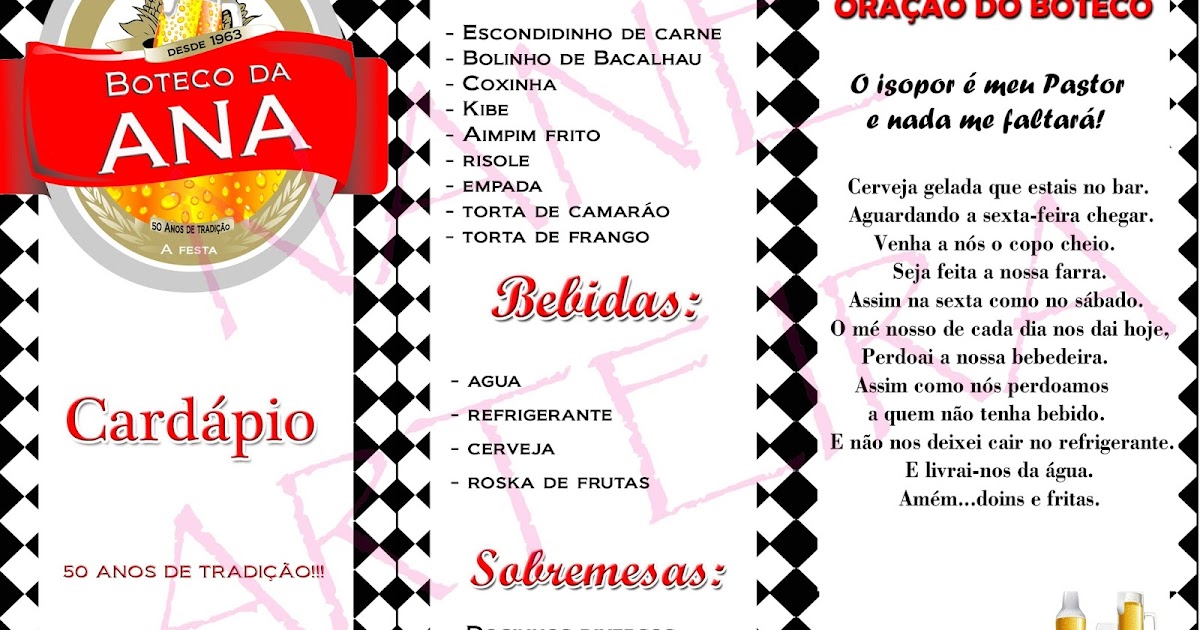 modelo de cardapio