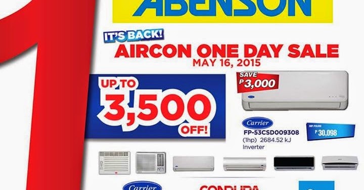 Abenson Aircon One Day Sale May 16 2015 Pamurahan Your Ultimate Source Of Philippine Promos And Discounts
