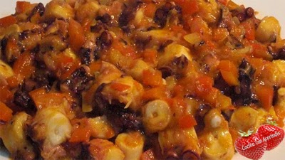 PULPO CON PIMIENTO Y TOMATE