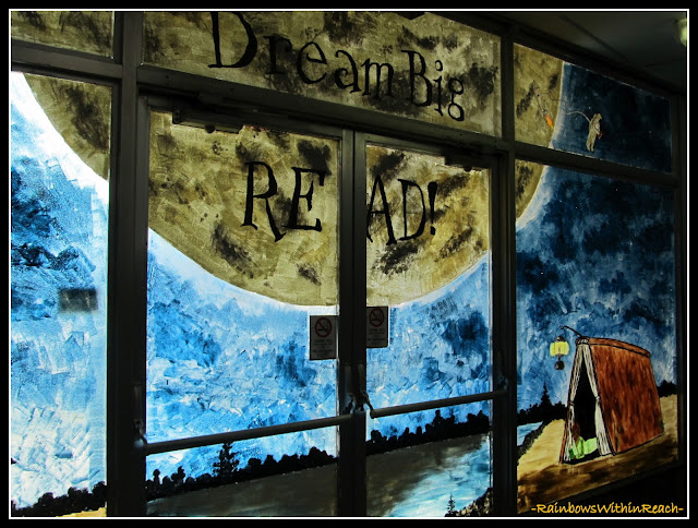 Library Painted Windows as Mural for Library Theme: Dream Big, READ! photo of: Library Painted Windows as Mural for Library Theme: Dream Big, READ!