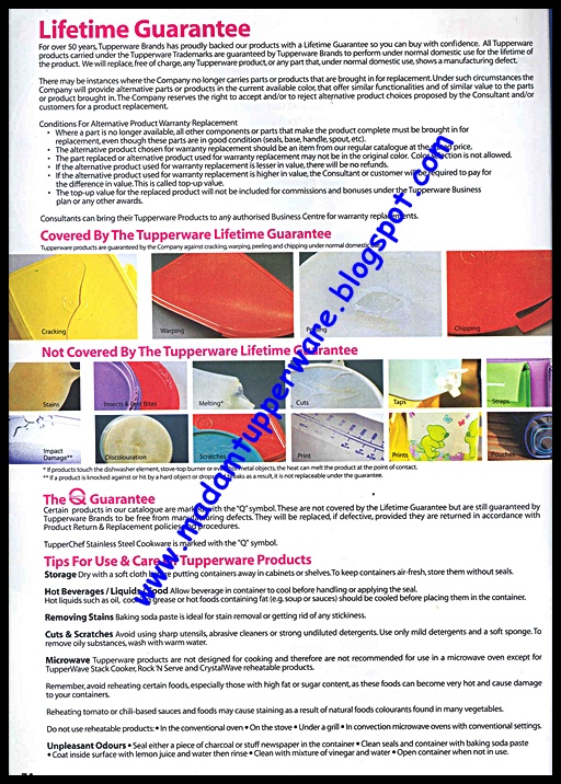 madam tupperware TUPPERWARE LIFETIME WARRANTY