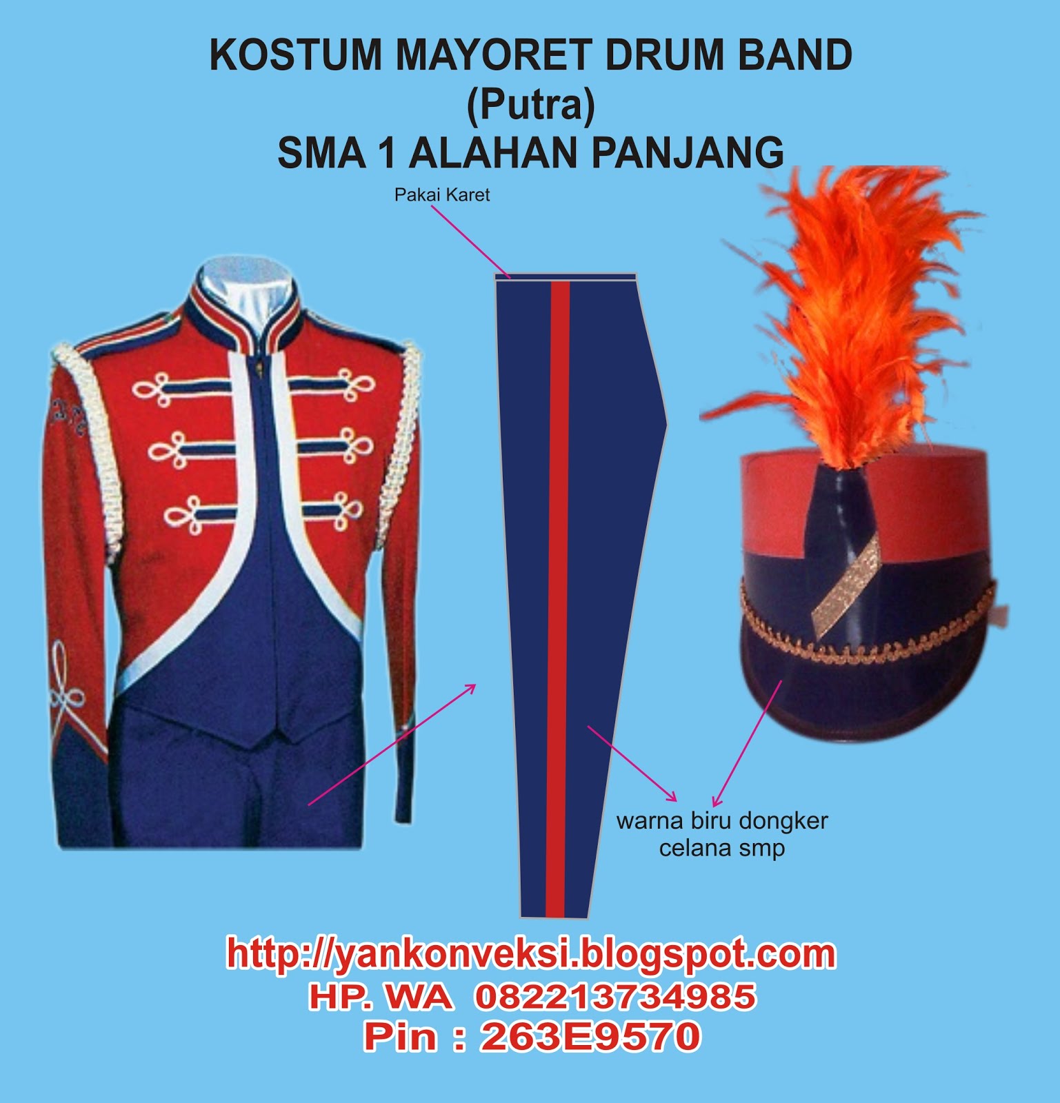 KOSTUM MAYORET  DRUM BAND PESANAN SMA 1 ALAHAN PANJANG