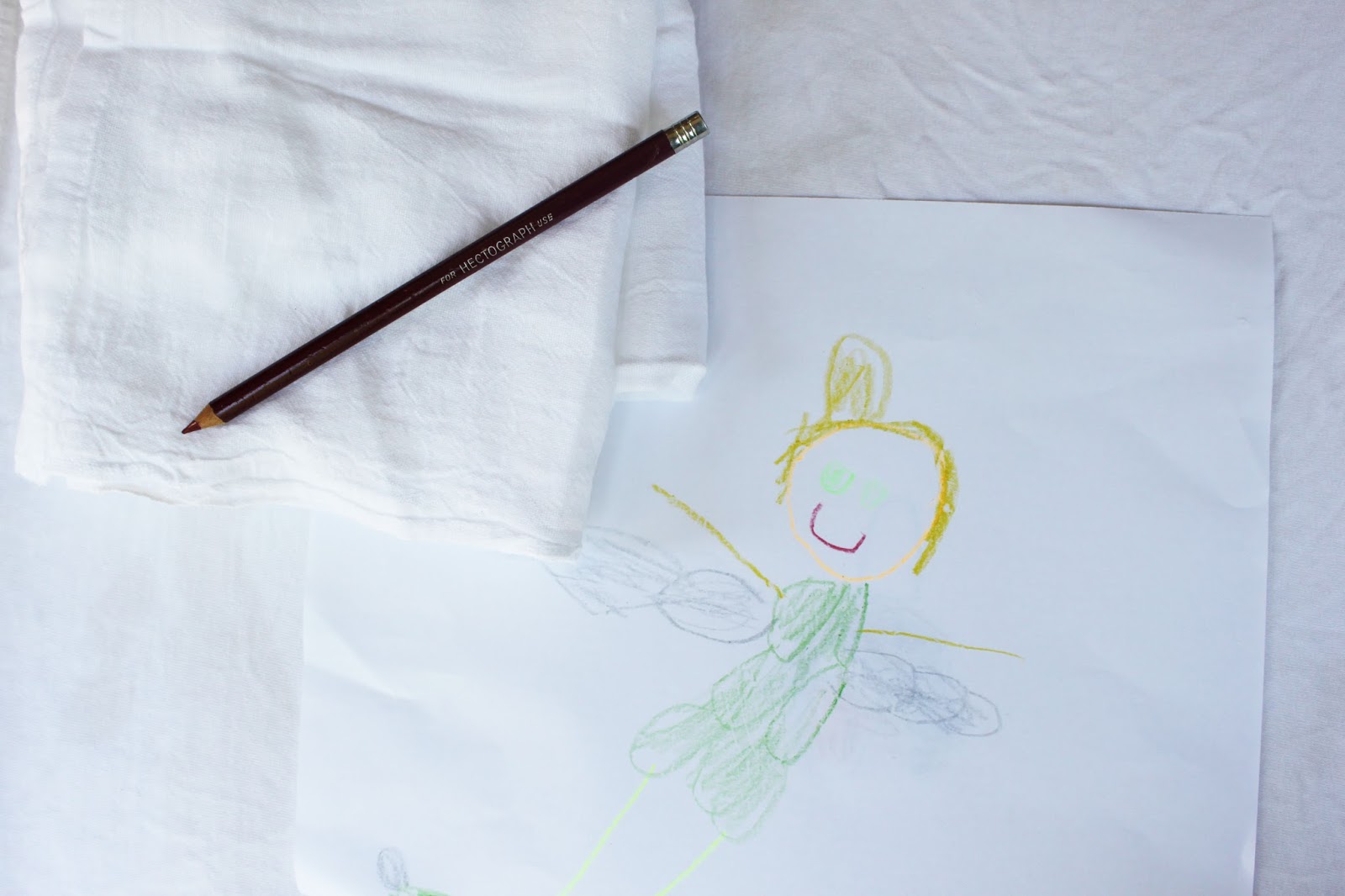 Child's Drawing Embroidery Dish Towel Homemade Ginger