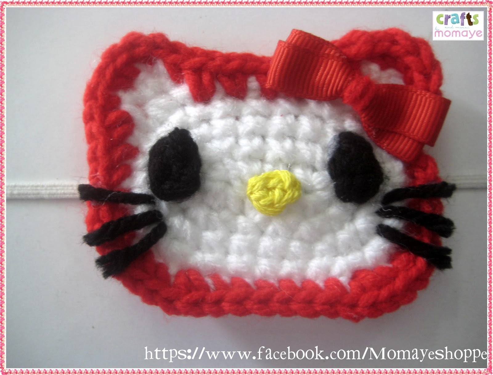 Crochet Hello Kitty Face Headband