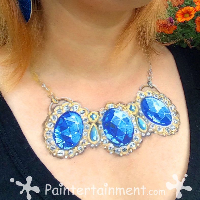 Paintertainment Painted Jewelry Design Blue Gem Necklace