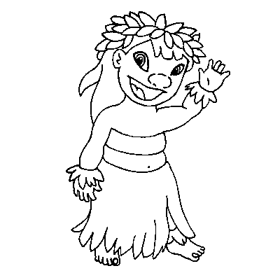 Lilo and Stitch Coloring Pages : Lilo Dancing Hulahula | Kids Coloring ...