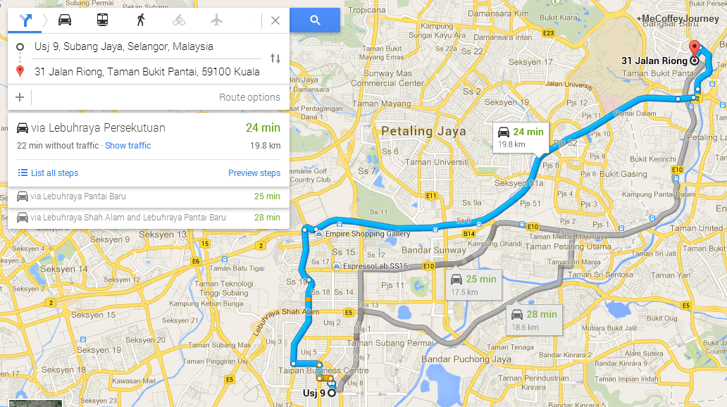 d. Google Map will show you the directions to the café from the