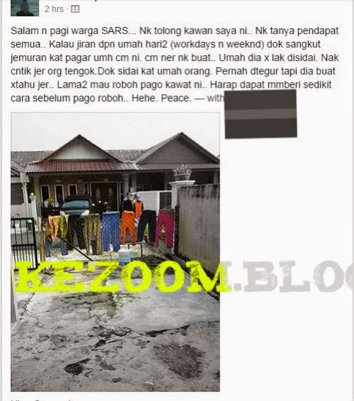 Jiran Depan Rumah Suka Sidai Pakaian Di Pagar Rumah Orang