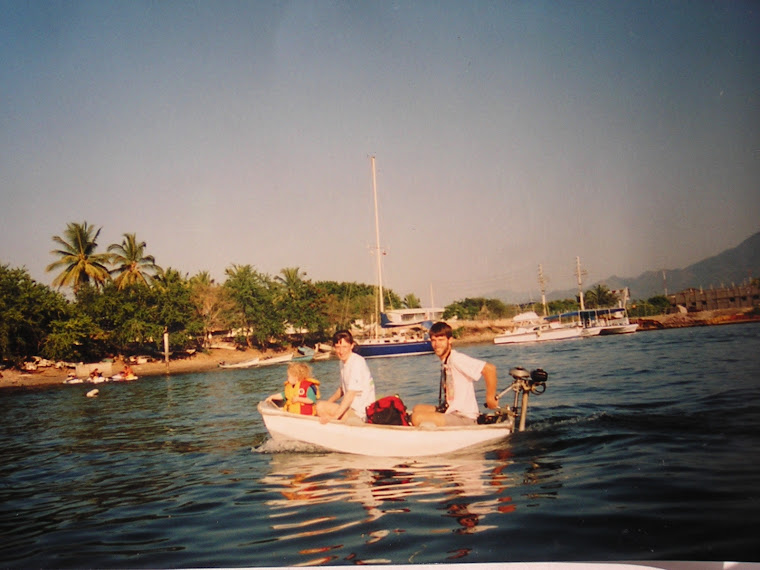 Long dingy ride up the channel to PV so we pulled out the Brittish Seagull motor.