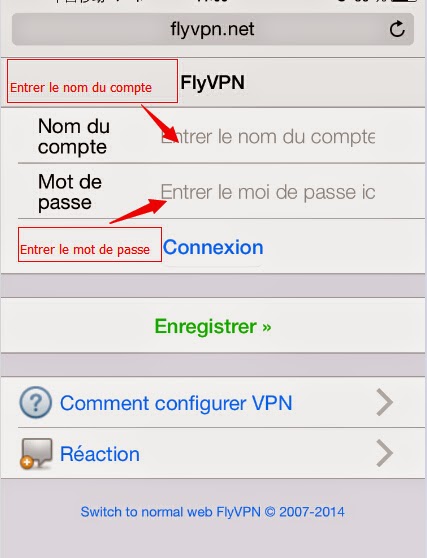 Entrer le nom du compte et le mot de passe Entrer le nom du compte et le mot de passe