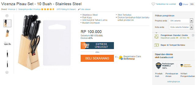 Vicenza Pisau Set - 10 Buah - Stainless Steel - Rp100.000,-