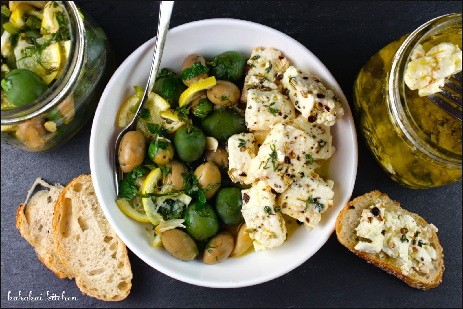 Kahakai Kitchen Spiced Feta in Olive Oil and Persian Marinated Olives