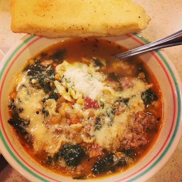 Turkey Sausage, Lentil, and Kale Soup