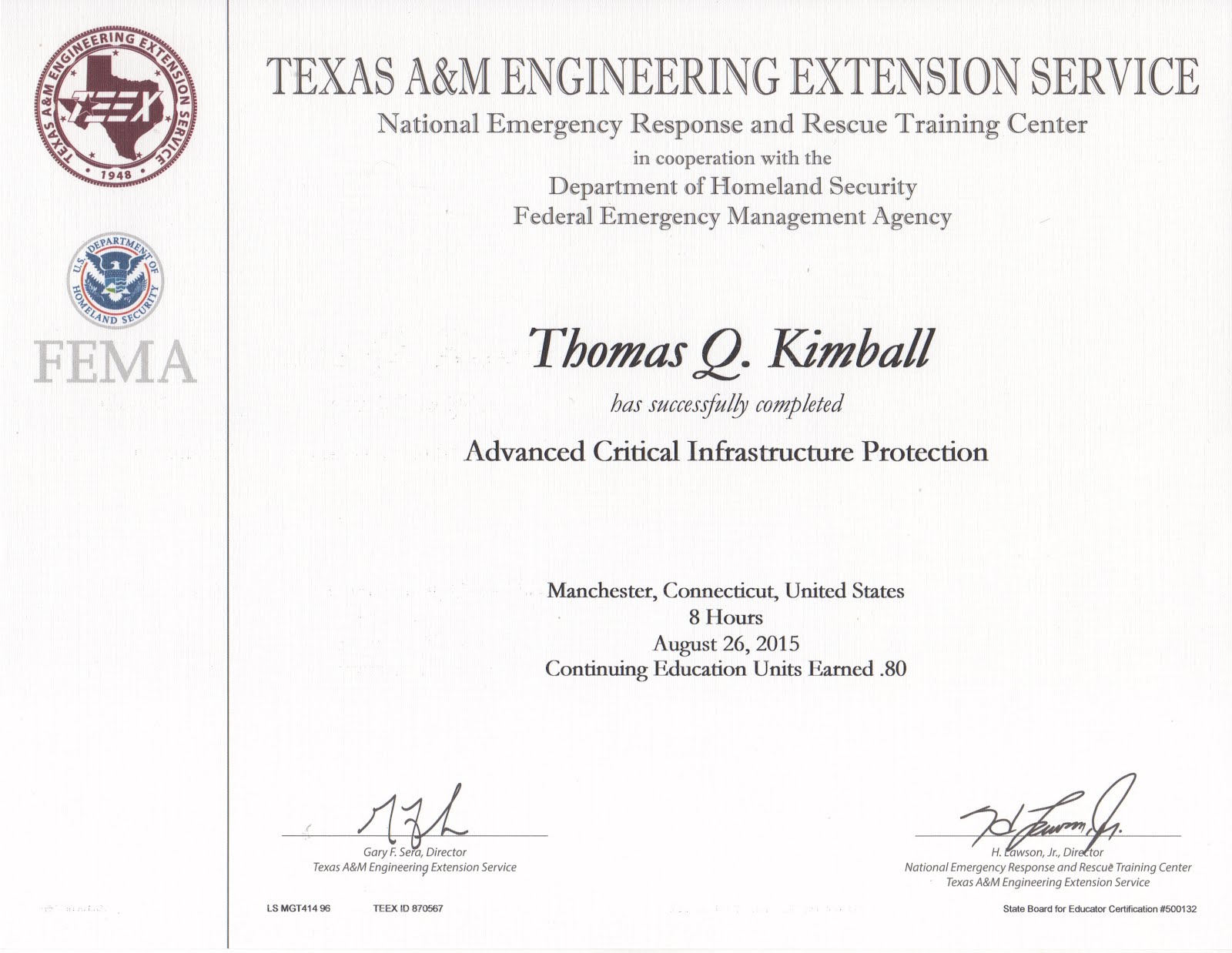 MGT-414 Advanced Critical Infrastructure Protection CIKR/ACIP Course