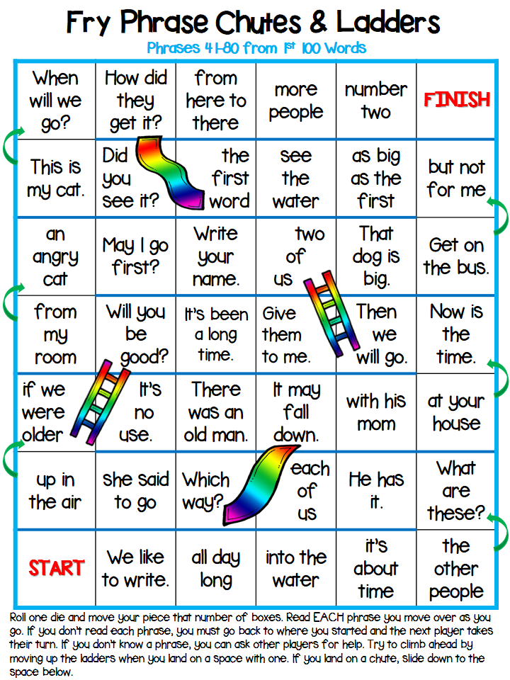 Monahan Monkey Madness Fry Phrase Chutes & Ladders FREEBIE