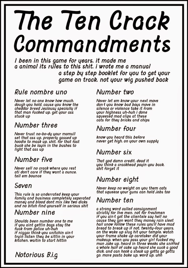 biggie smalls ten crack commandments meaning