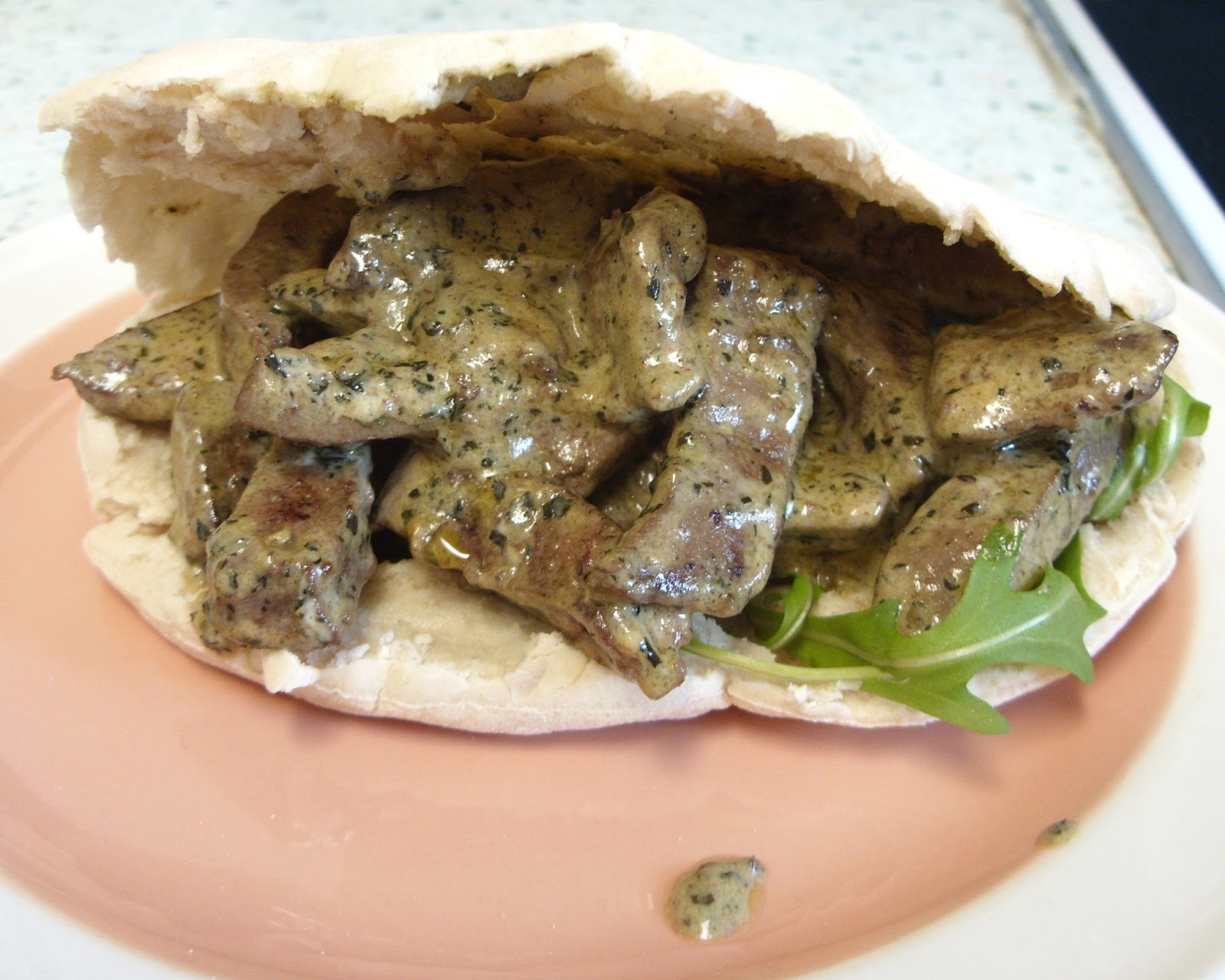 Jenny Eatwell's Rhubarb & Ginger Minty mustard lamb's liver pitta