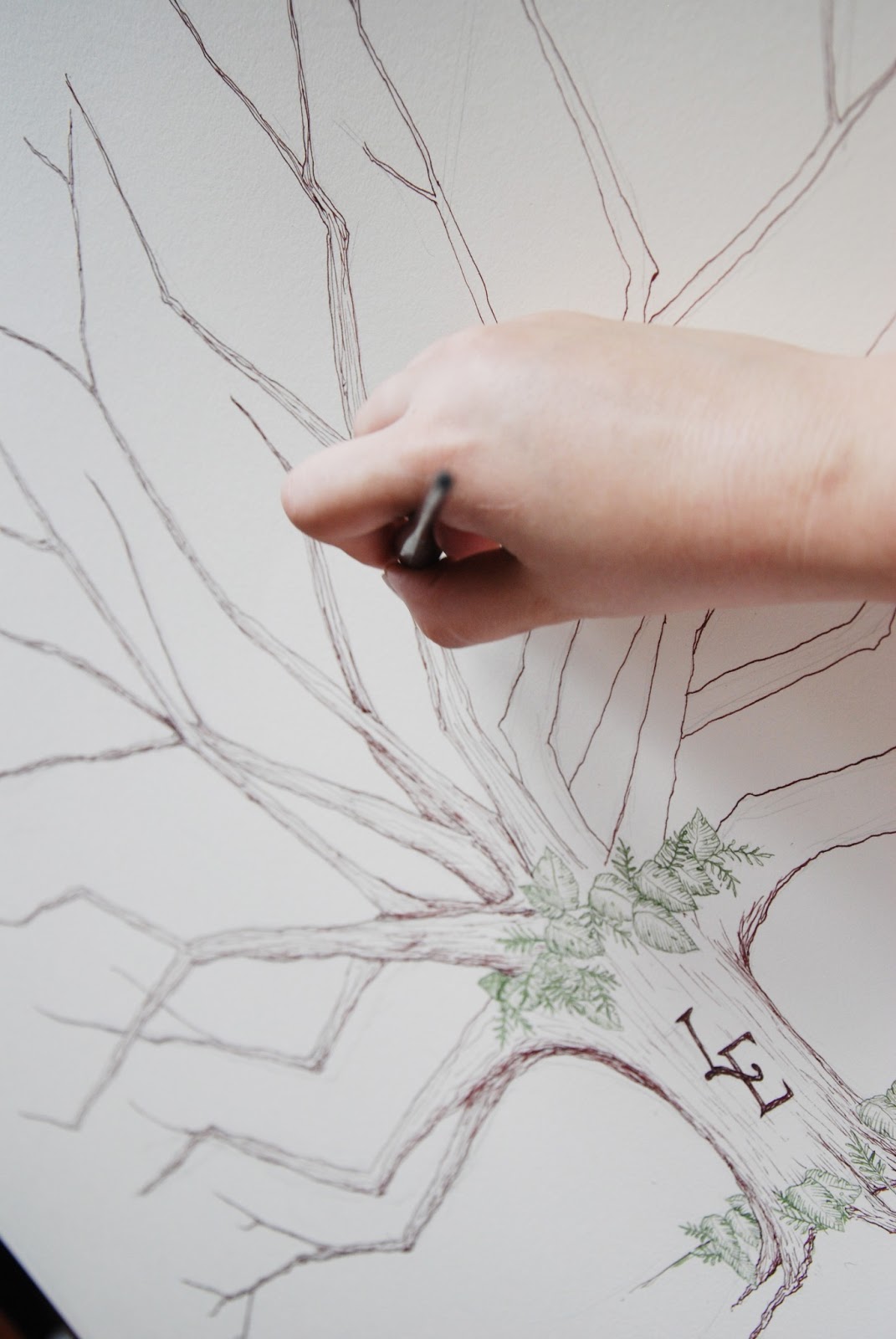 Custom Watercolor Fingerprint Tree for Guest Book Bradley & Lily Fine
