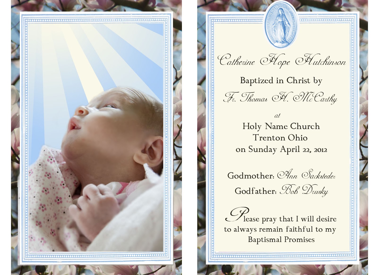 Making My Days... Baptism card.