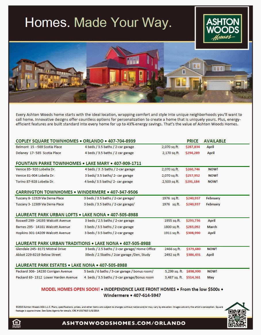 Ashton Woods Spec Homes Released at Reduced Prices