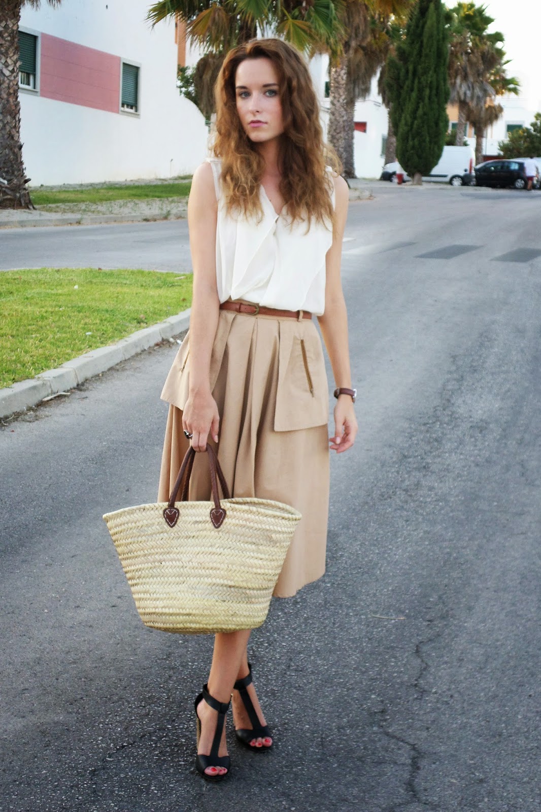 Lin.Self.Portrait Midi A line Skirt look and portuguese autumn