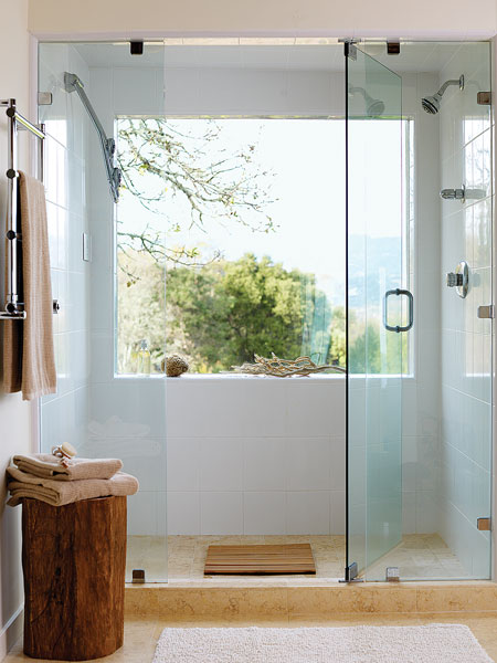 Glass shower wall