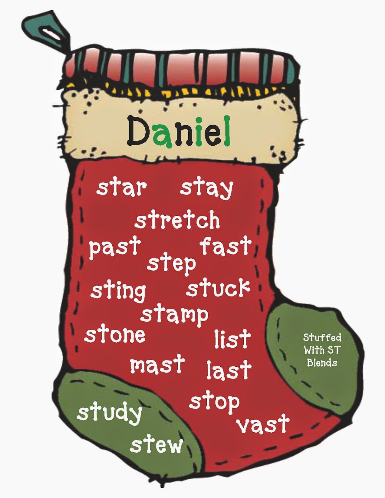 Classroom Freebies Stuff a Stocking Activities For The ST Blend