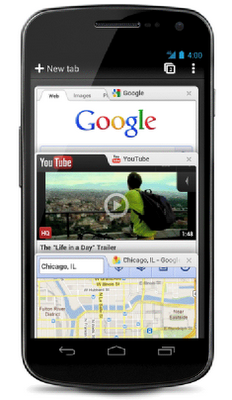 Ansicht von Chrome mit verschiedenen Tabs auf dem Smartphone.