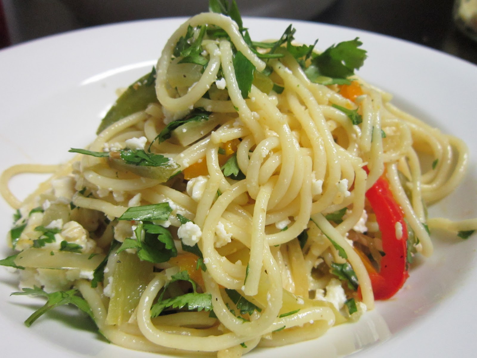 Slight Changes Five Pepper Spaghetti with Cilantro & Queso Cotija