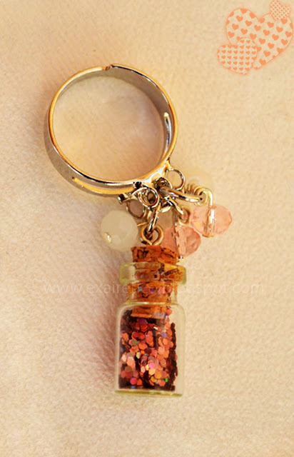 RING.028 Δαχτυλίδι με μαγικό μπουκαλάκι Καλής Τύχης σε Ροζ χρώμα