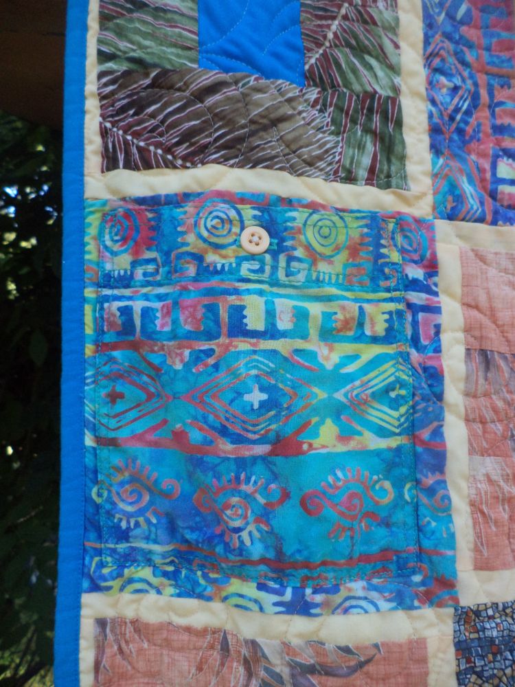 Kat & Cat Quilts Beaches and Sunsets {Hawaiian Shirts Memory Quilt}