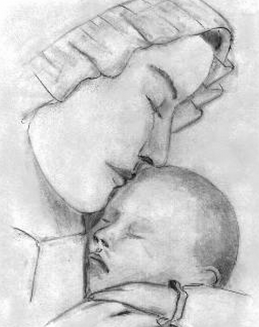 gambar seorang ibu menggendong bayi