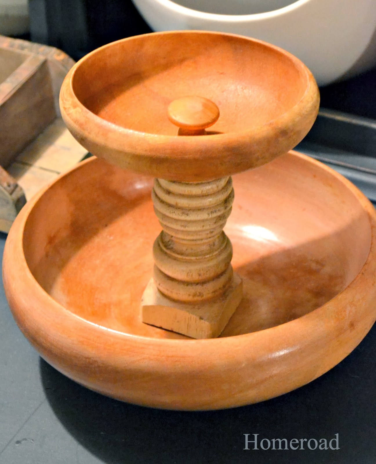 Wooden Bowl Tiered Tray Homeroad