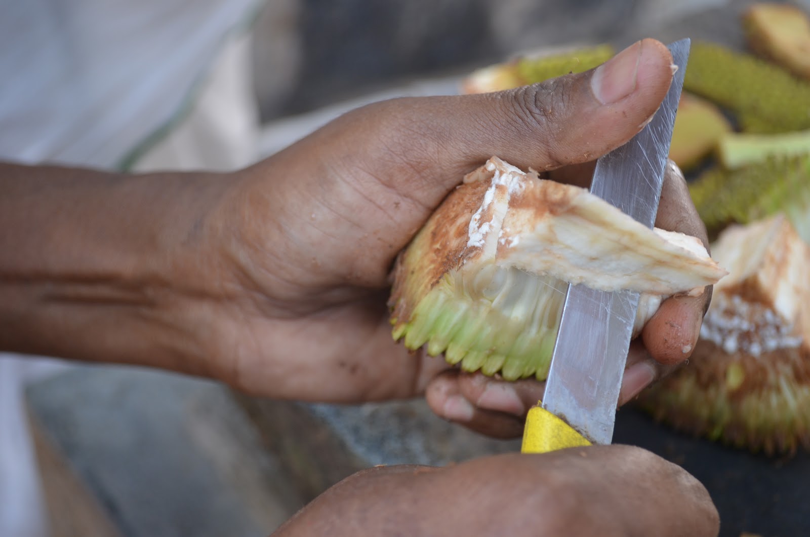 Dishing With Divya Process to clean Tender jackfruit Illustrated by