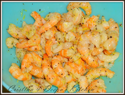 roasted broccoli and shrimps