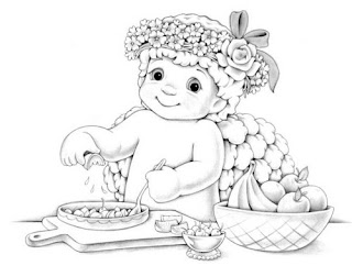 desenho de anjinho cozinheiro para pintar