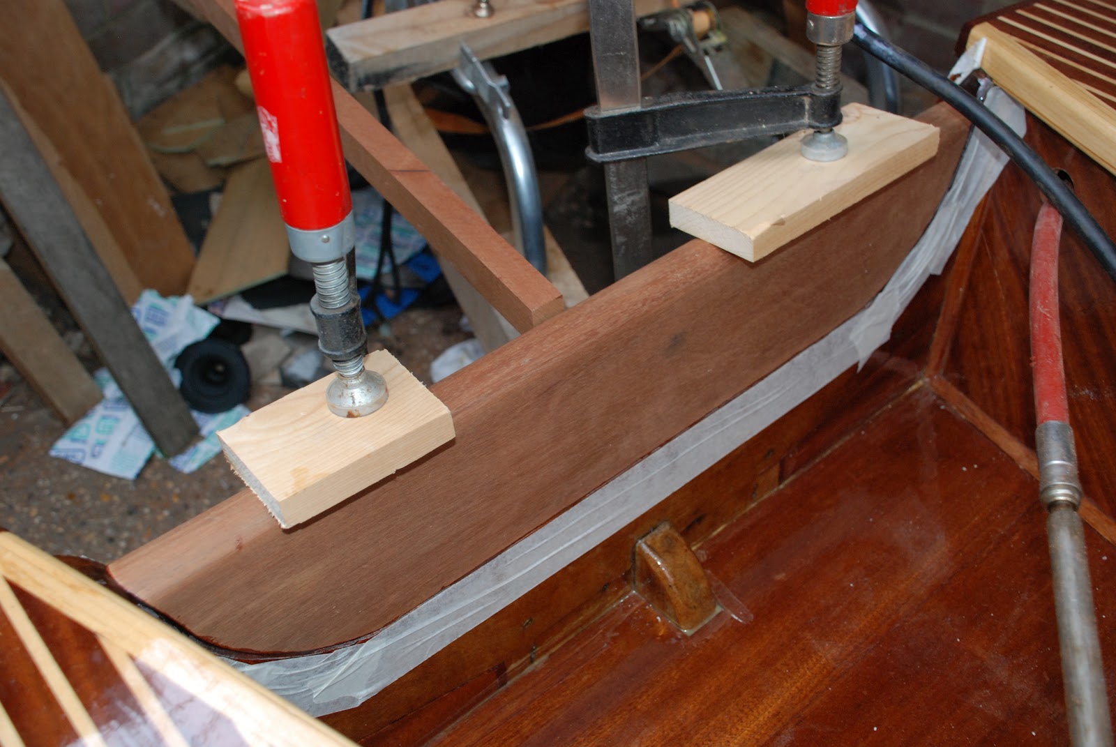 my wooden speed boat build Transom modification.