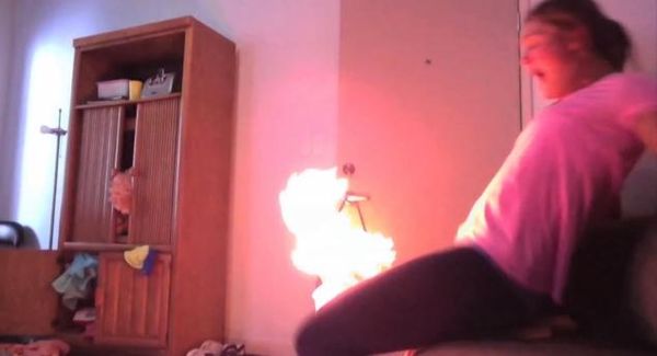 twerk fail girl catches fire