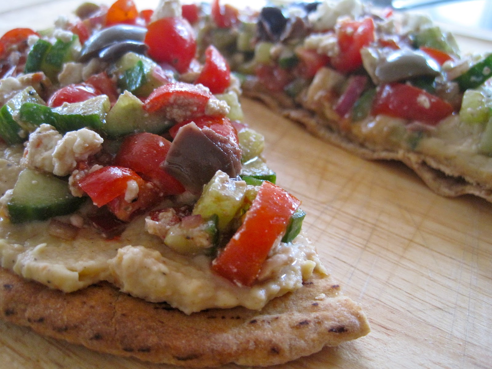 Pita Pizza with Hummus and Chopped Salad Real Convenience Food